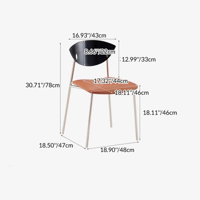 Modern Minimalist Curved Solid Wood Microfiber Leather Metal Sponge Dining Chair Backrest For Dining Room