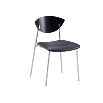 Modern Minimalist Curved Solid Wood Microfiber Leather Metal Sponge Dining Chair Backrest For Dining Room
