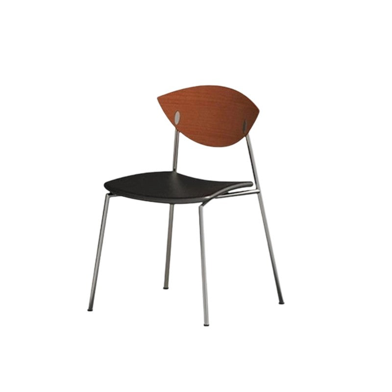 Modern Minimalist Curved Solid Wood Microfiber Leather Metal Sponge Dining Chair Backrest For Dining Room