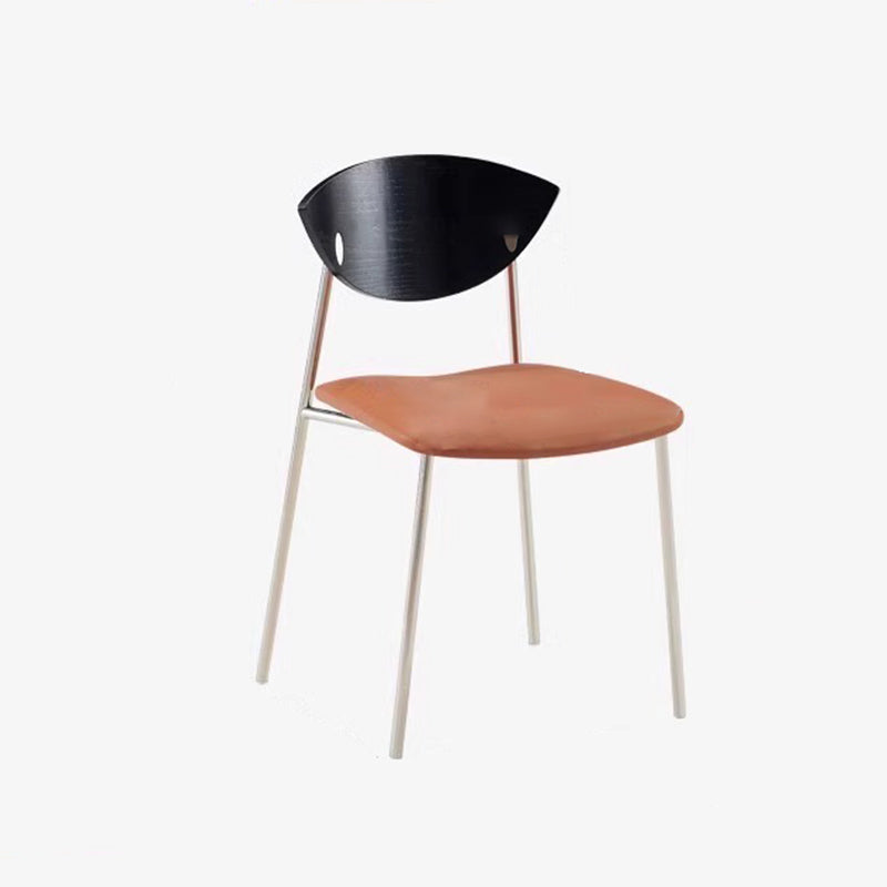 Modern Minimalist Curved Solid Wood Microfiber Leather Metal Sponge Dining Chair Backrest For Dining Room