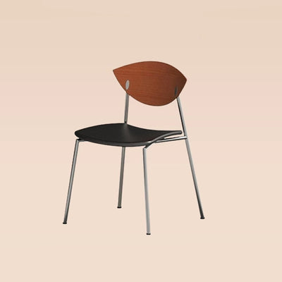 Modern Minimalist Curved Solid Wood Microfiber Leather Metal Sponge Dining Chair Backrest For Dining Room