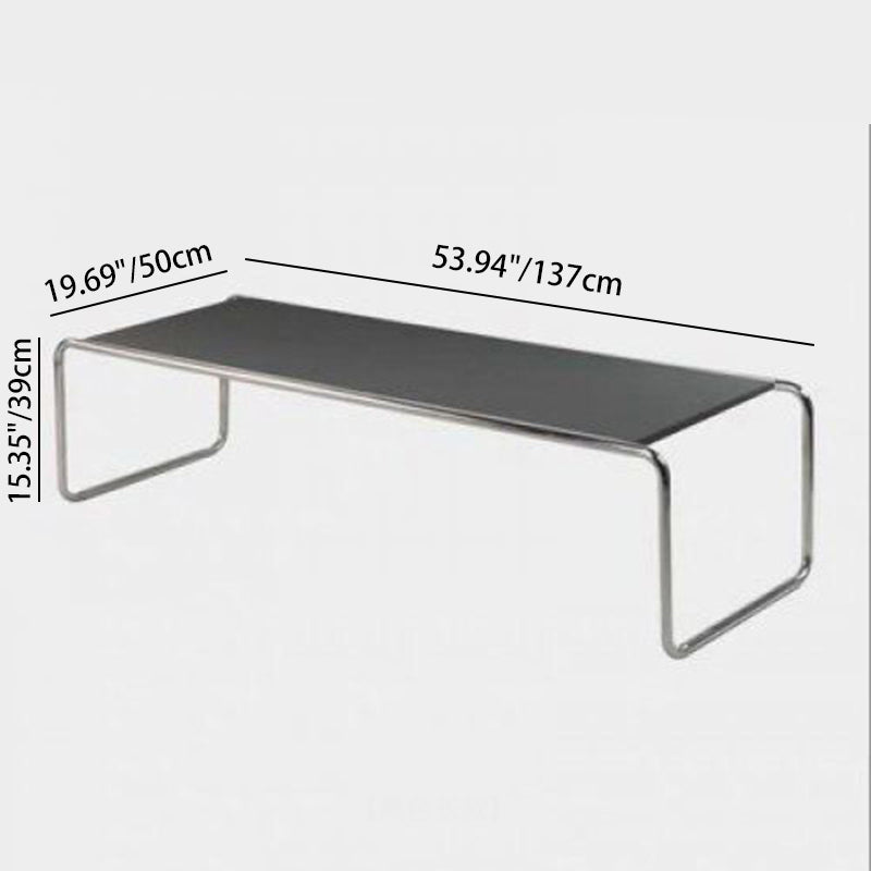 Modern Minimalist Rectangular Stainless Steel Medium Density Fiberboard Coffee Table 2-Leg Sturdy For Living Room