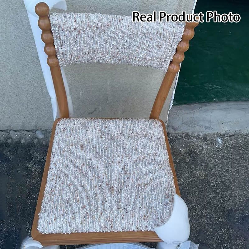 Traditional Vintage Rectangular Seat Cushion Rubberwood Linen Sponge Dining Chair Backrest Durable For Dining Room
