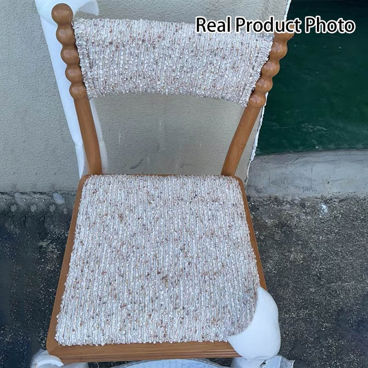Traditional Vintage Rectangular Seat Cushion Rubberwood Linen Sponge Dining Chair Backrest Durable For Dining Room