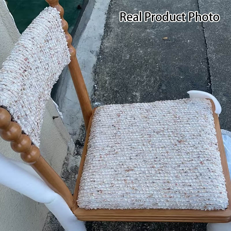 Traditional Vintage Rectangular Seat Cushion Rubberwood Linen Sponge Dining Chair Backrest Durable For Dining Room