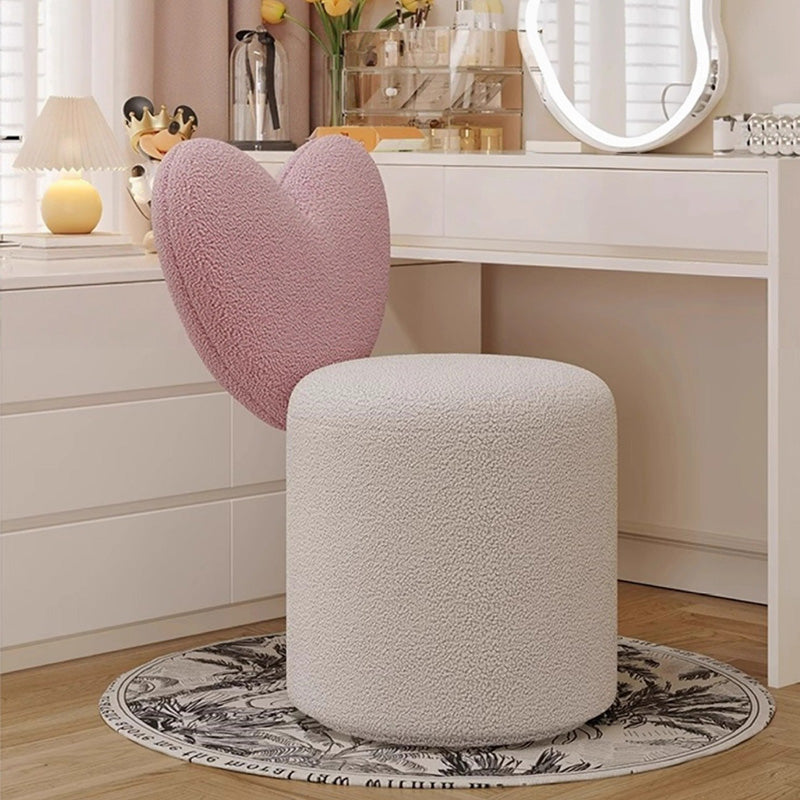Modern Minimalist Heart-Shaped Velvet Sponge Vanity Stool Backrest For Bedroom
