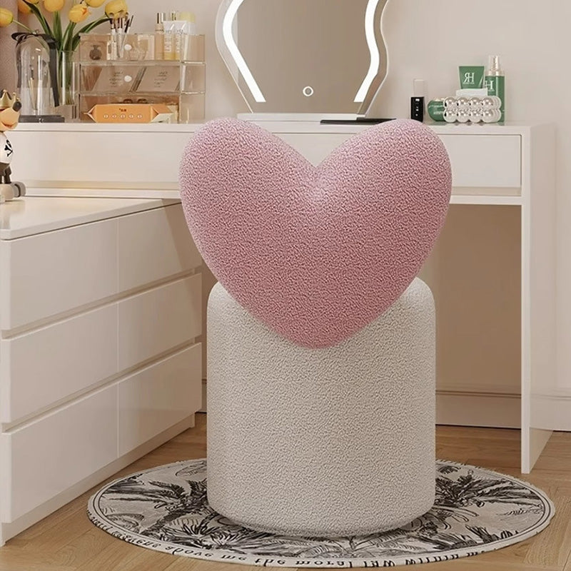 Modern Minimalist Heart-Shaped Velvet Sponge Vanity Stool Backrest For Bedroom