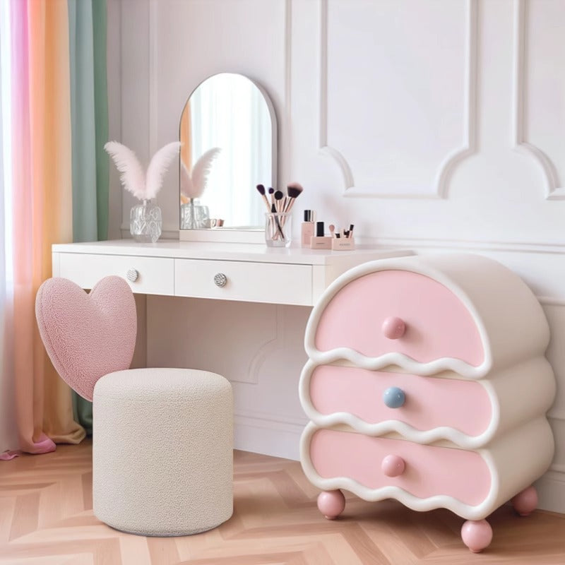 Modern Minimalist Heart-Shaped Velvet Sponge Vanity Stool Backrest For Bedroom