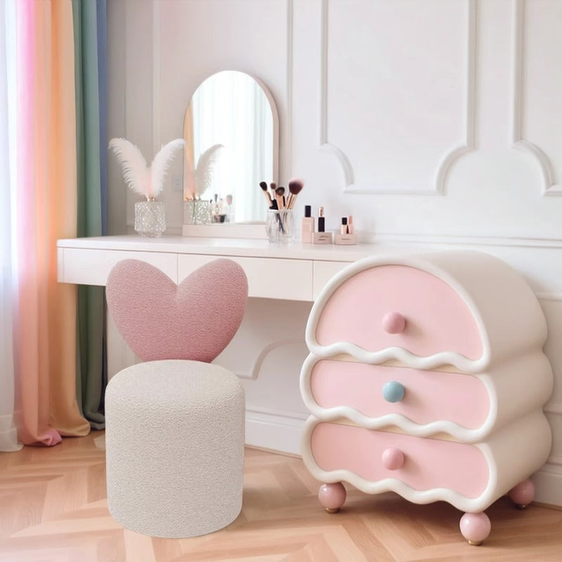 Modern Minimalist Heart-Shaped Velvet Sponge Vanity Stool Backrest For Bedroom