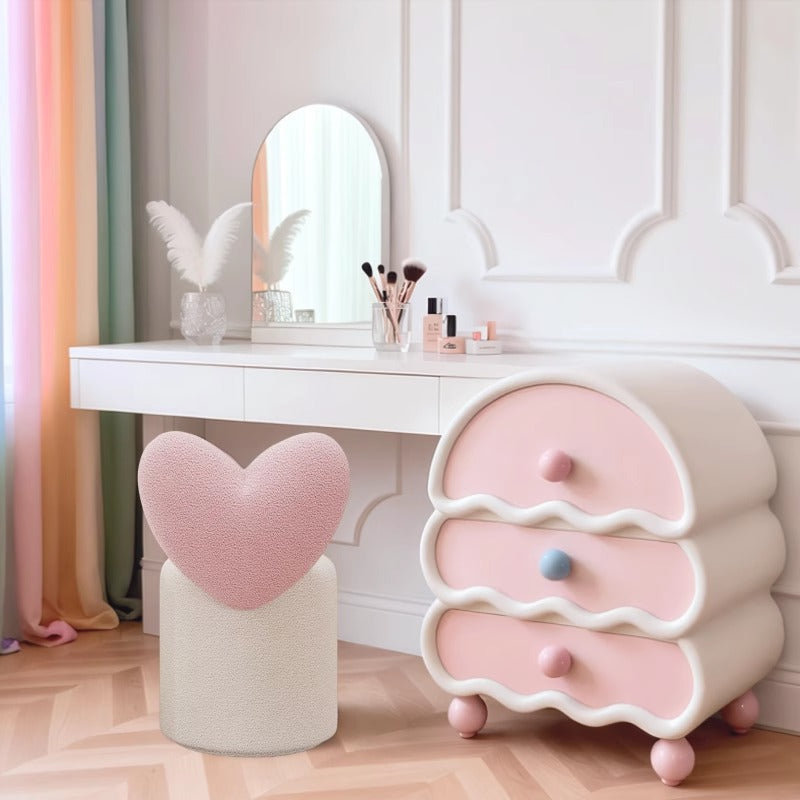Modern Minimalist Heart-Shaped Velvet Sponge Vanity Stool Backrest For Bedroom