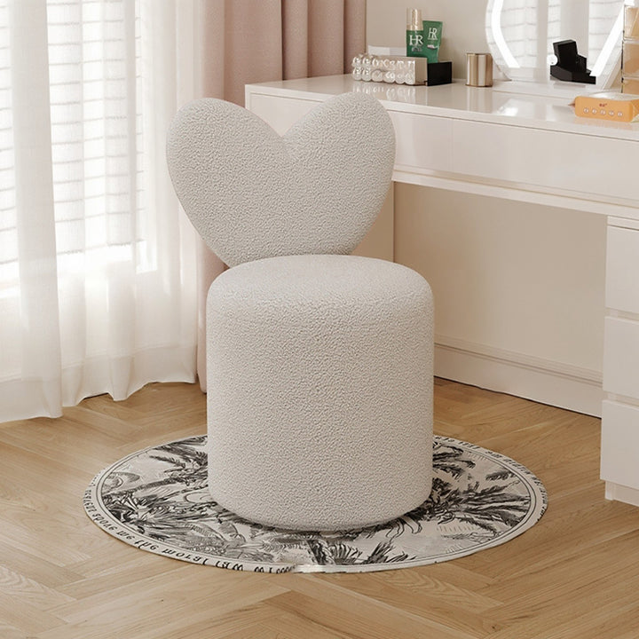 Modern Minimalist Heart-Shaped Velvet Sponge Vanity Stool Backrest For Bedroom