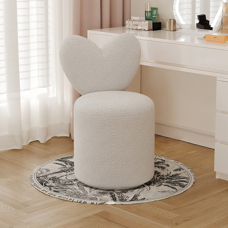 Modern Minimalist Heart-Shaped Velvet Sponge Vanity Stool Backrest For Bedroom