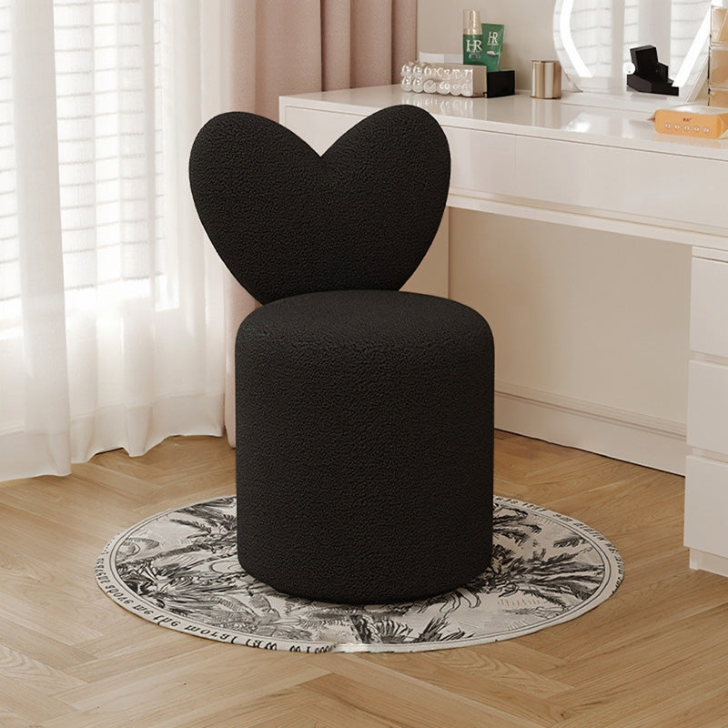 Modern Minimalist Heart-Shaped Velvet Sponge Vanity Stool Backrest For Bedroom
