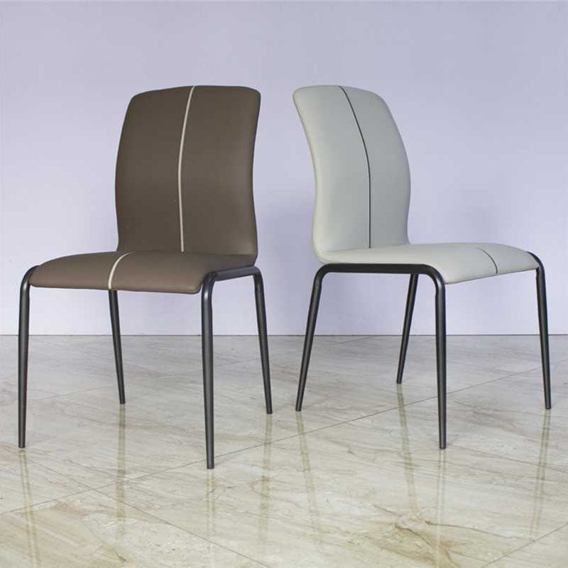 Modern Minimalist Curved PU Leather Carbon Steel Sponge Dining Chair Backrest For Dining Room