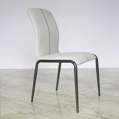 Modern Minimalist Curved PU Leather Carbon Steel Sponge Dining Chair Backrest For Dining Room