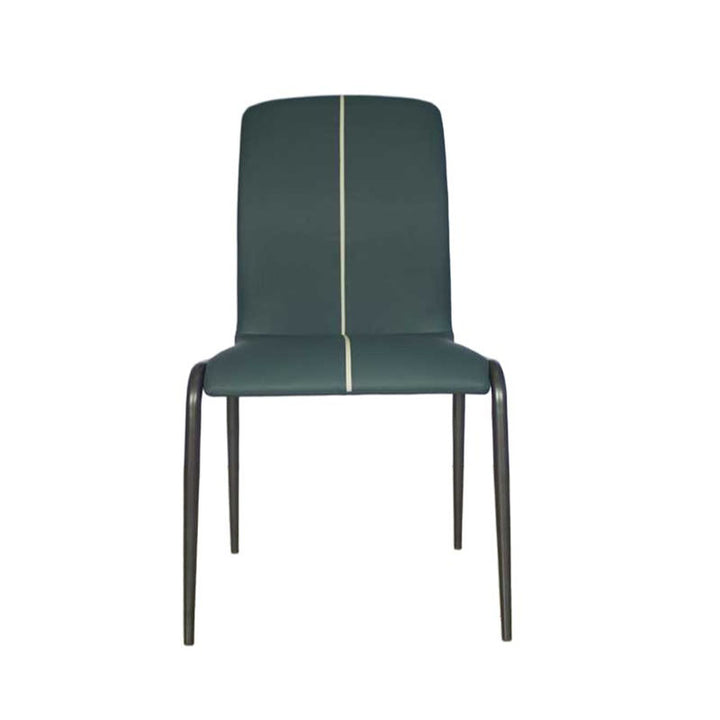 Chaise de salle à manger moderne minimaliste incurvée avec dossier en cuir PU, acier au carbone et éponge pour salle à manger 