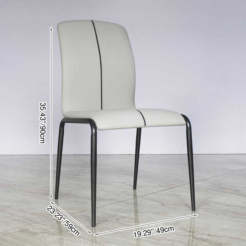 Modern Minimalist Curved PU Leather Carbon Steel Sponge Dining Chair Backrest For Dining Room