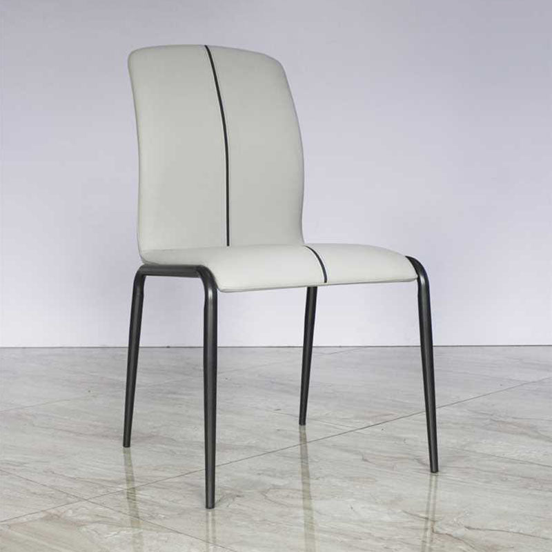 Modern Minimalist Curved PU Leather Carbon Steel Sponge Dining Chair Backrest For Dining Room