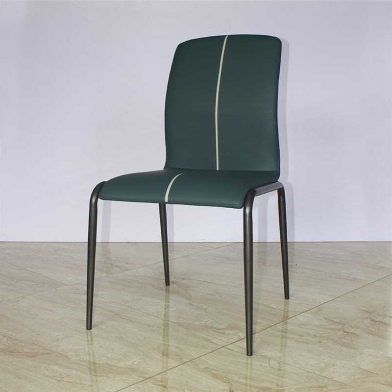 Modern Minimalist Curved PU Leather Carbon Steel Sponge Dining Chair Backrest For Dining Room