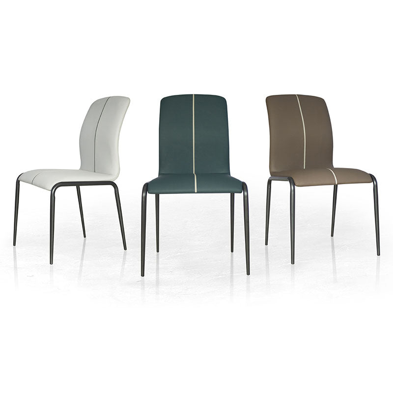Modern Minimalist Curved PU Leather Carbon Steel Sponge Dining Chair Backrest For Dining Room