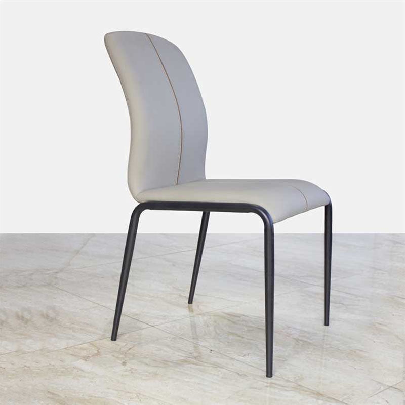 Modern Minimalist Curved PU Leather Carbon Steel Sponge Dining Chair Backrest For Dining Room