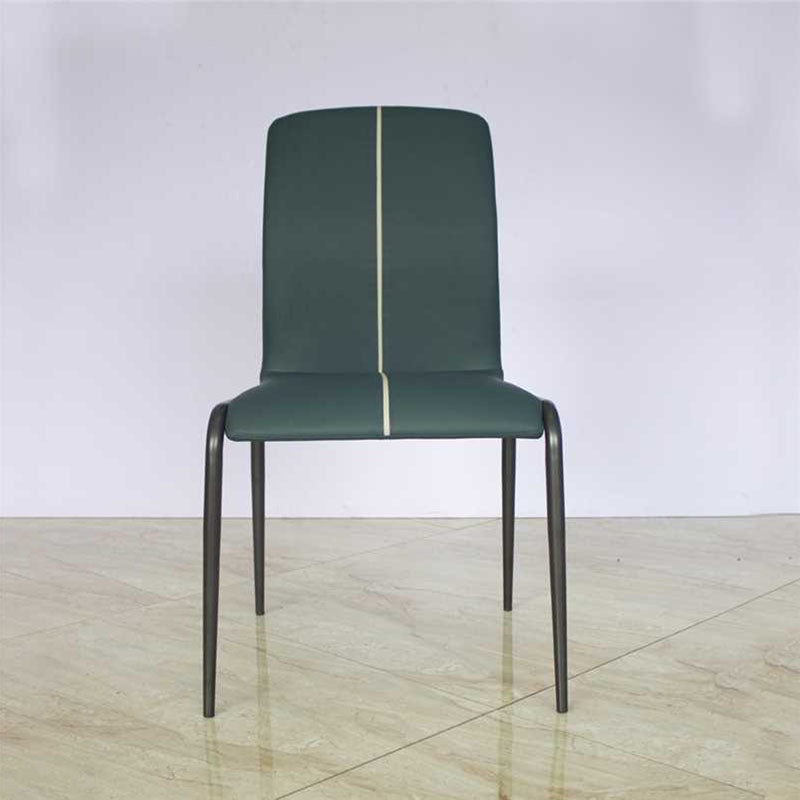 Modern Minimalist Curved PU Leather Carbon Steel Sponge Dining Chair Backrest For Dining Room
