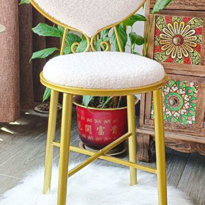 Modern Minimalist Heart-Shaped Velvet Metal Sponge Vanity Stool Backrest For Bedroom