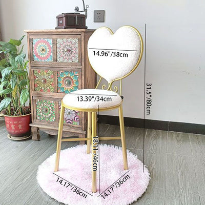 Modern Minimalist Heart-Shaped Velvet Metal Sponge Vanity Stool Backrest For Bedroom