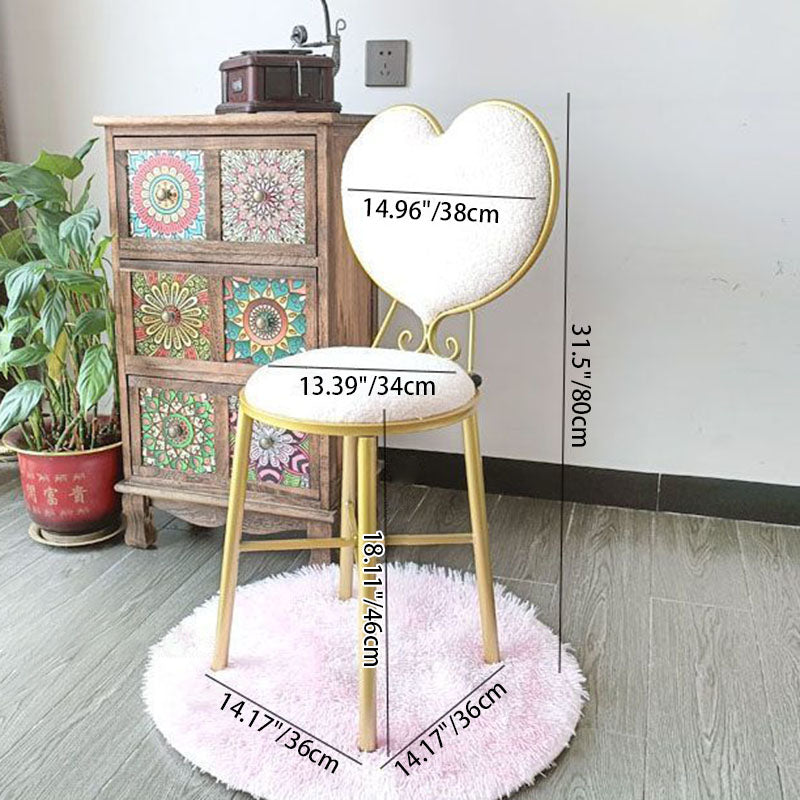 Modern Minimalist Heart-Shaped Velvet Metal Sponge Vanity Stool Backrest For Bedroom