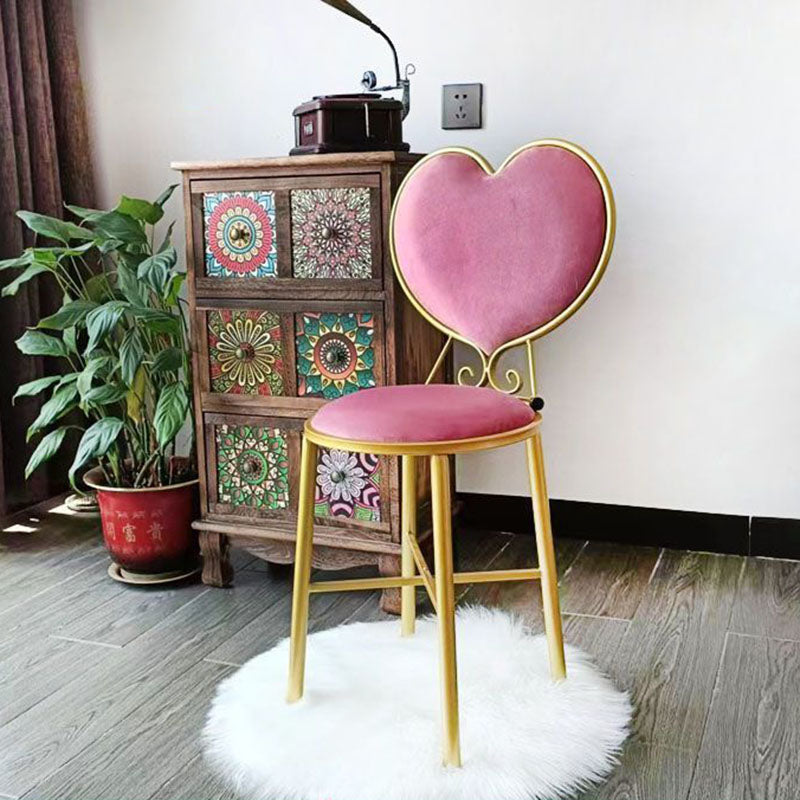 Modern Minimalist Heart-Shaped Velvet Metal Sponge Vanity Stool Backrest For Bedroom