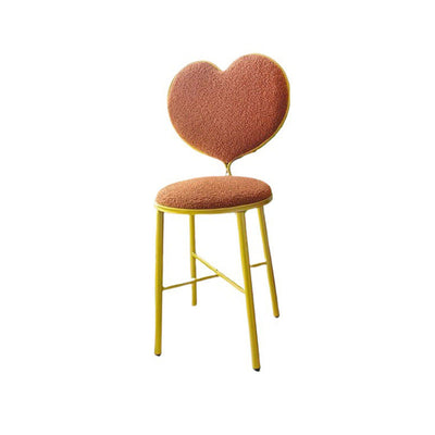 Modern Minimalist Heart-Shaped Velvet Metal Sponge Vanity Stool Backrest For Bedroom