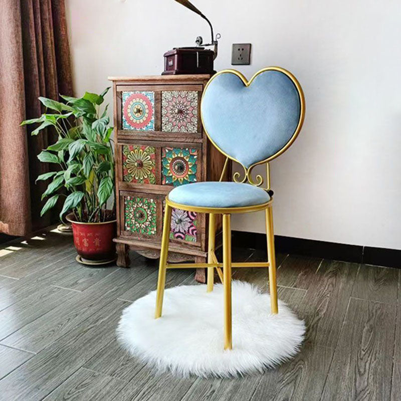 Modern Minimalist Heart-Shaped Velvet Metal Sponge Vanity Stool Backrest For Bedroom