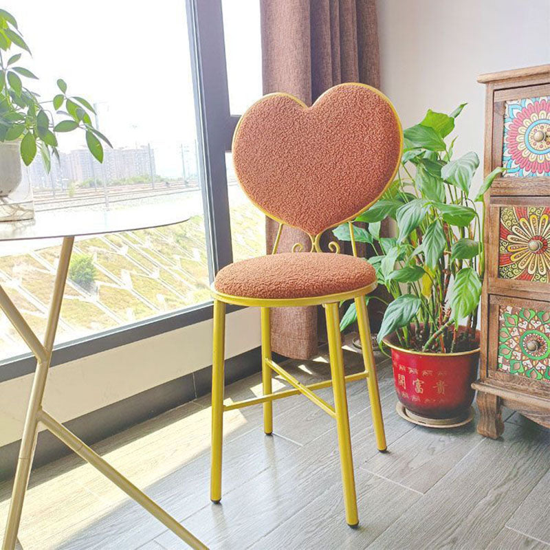 Modern Minimalist Heart-Shaped Velvet Metal Sponge Vanity Stool Backrest For Bedroom