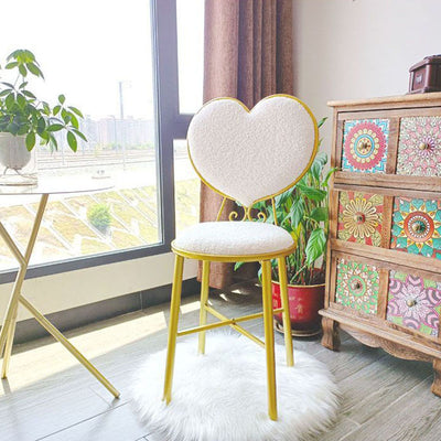 Modern Minimalist Heart-Shaped Velvet Metal Sponge Vanity Stool Backrest For Bedroom