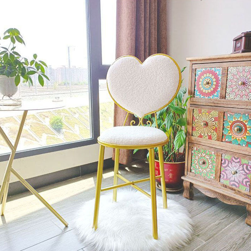 Modern Minimalist Heart-Shaped Velvet Metal Sponge Vanity Stool Backrest For Bedroom