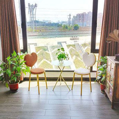 Modern Minimalist Heart-Shaped Velvet Metal Sponge Vanity Stool Backrest For Bedroom