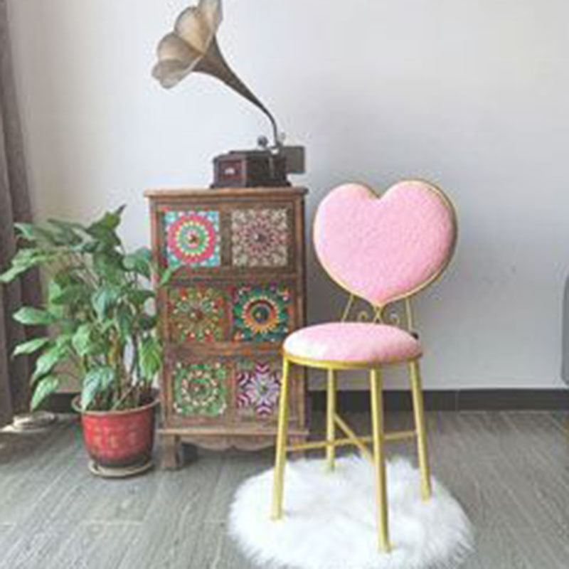 Modern Minimalist Heart-Shaped Velvet Metal Sponge Vanity Stool Backrest For Bedroom