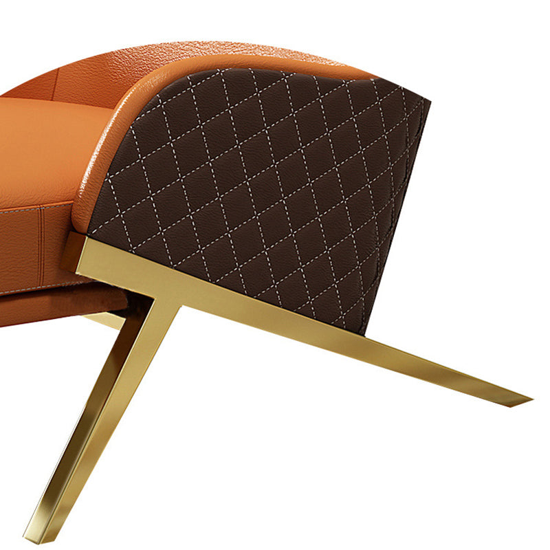 Modern Luxury Curved Synthetic Leather Bent Wood Panel Sponge Metal Accent Chair Backrest Armrest For Living Room