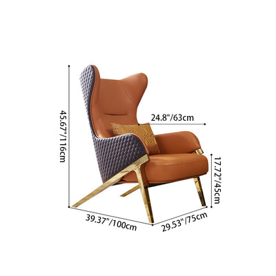 Modern Luxury Curved Synthetic Leather Bent Wood Panel Sponge Metal Accent Chair Backrest Armrest For Living Room