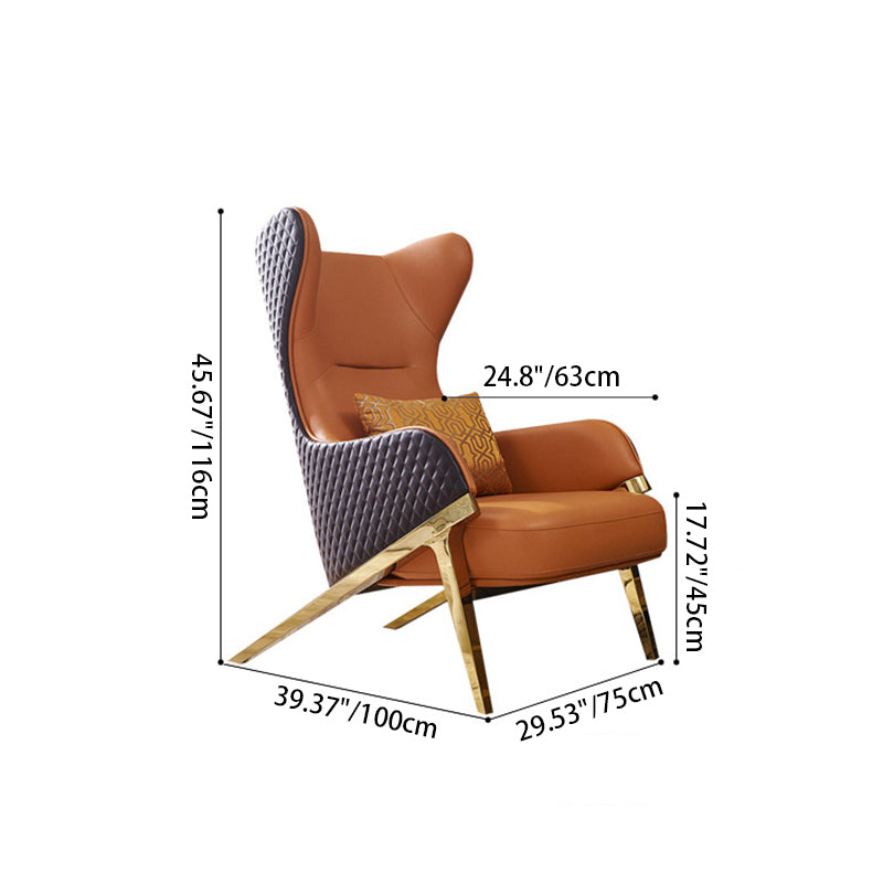 Modern Luxury Curved Synthetic Leather Bent Wood Panel Sponge Metal Accent Chair Backrest Armrest For Living Room