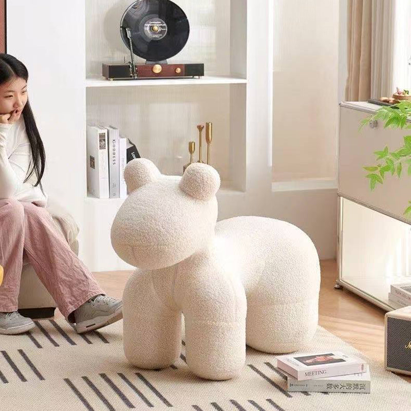 Modern Minimalist Pony-Shaped Sherpa Fabric Sponge Kid Accent Chair Durable For Living Room