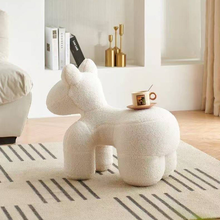 Modern Minimalist Pony-Shaped Sherpa Fabric Sponge Kid Accent Chair Durable For Living Room