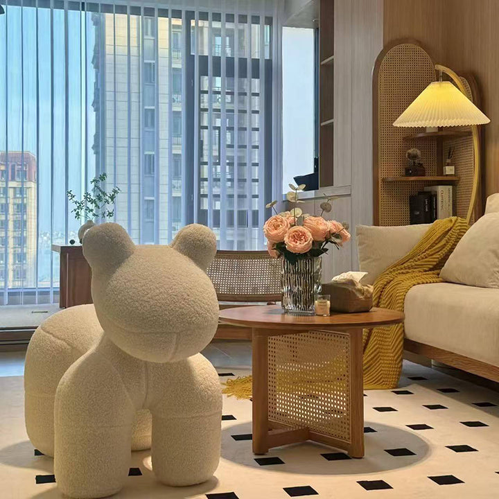 Modern Minimalist Pony-Shaped Sherpa Fabric Sponge Kid Accent Chair Durable For Living Room