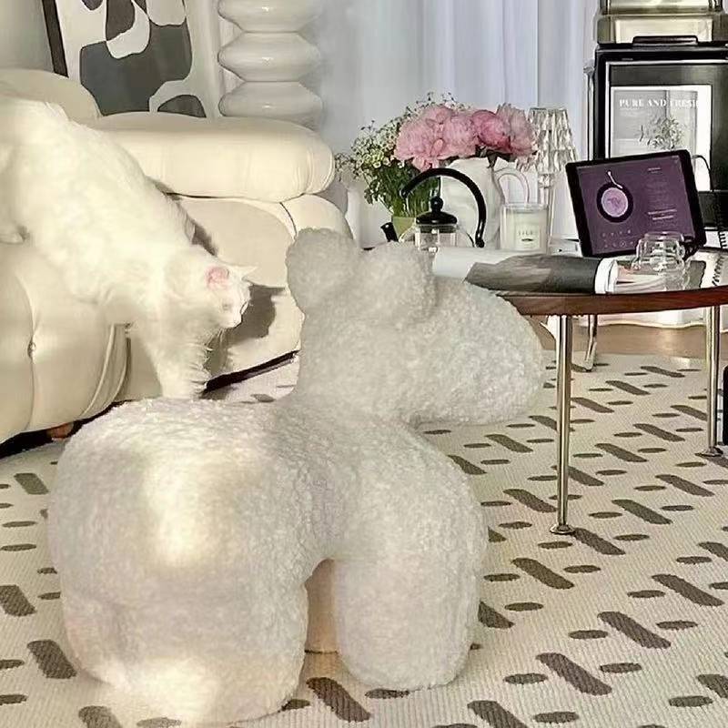 Modern Minimalist Pony-Shaped Sherpa Fabric Sponge Kid Accent Chair Durable For Living Room