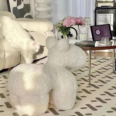 Modern Minimalist Pony-Shaped Lambswool Sponge Kid Accent Chair Durable For Living Room
