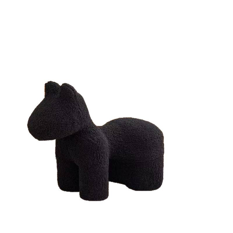 Modern Minimalist Pony-Shaped Sherpa Fabric Sponge Kid Accent Chair Durable For Living Room