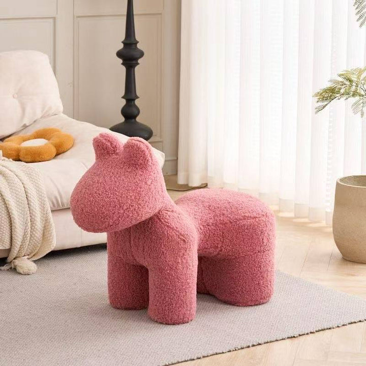 Modern Minimalist Pony-Shaped Sherpa Fabric Sponge Kid Accent Chair Durable For Living Room
