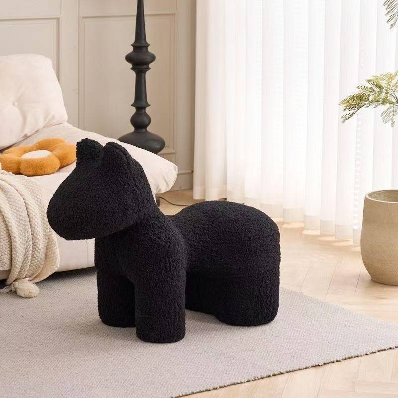 Modern Minimalist Pony-Shaped Lambswool Sponge Kid Accent Chair Durable For Living Room