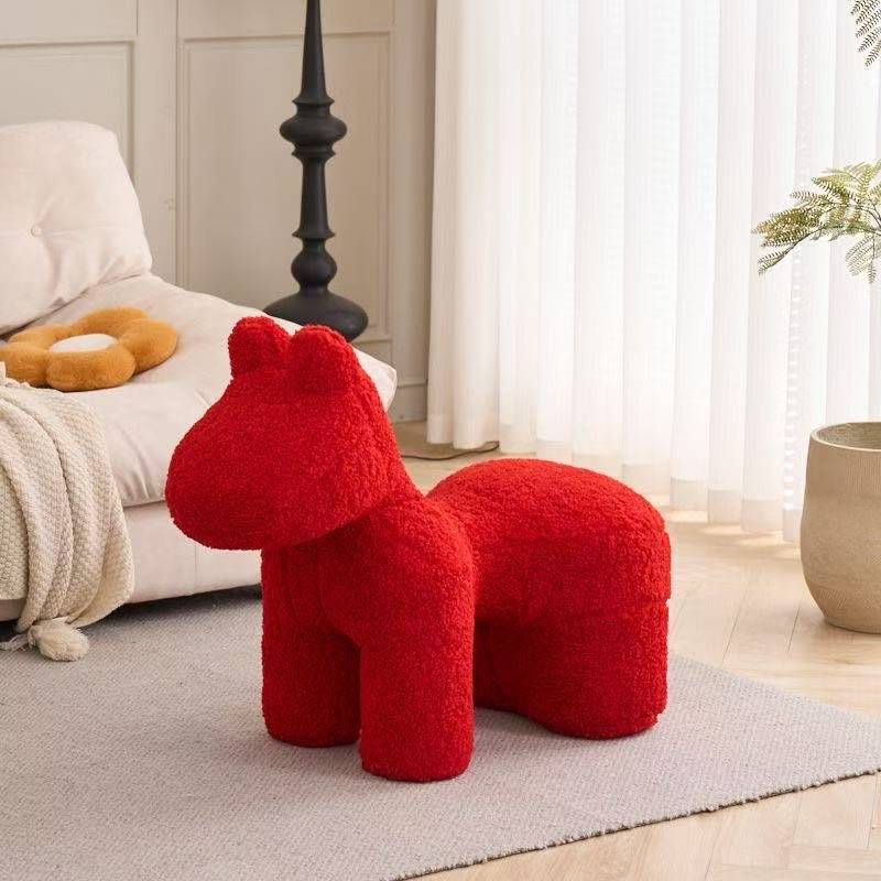 Modern Minimalist Pony-Shaped Sherpa Fabric Sponge Kid Accent Chair Durable For Living Room
