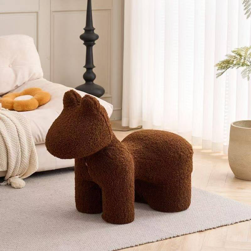 Modern Minimalist Pony-Shaped Sherpa Fabric Sponge Kid Accent Chair Durable For Living Room